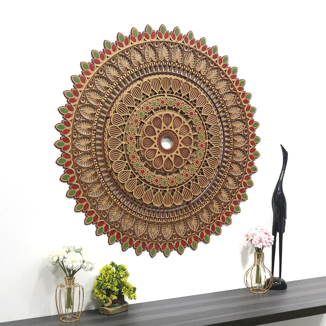 Royal Teal & Blue 3D Mandala Wall Art – Premium Laser-Cut Wooden Decor