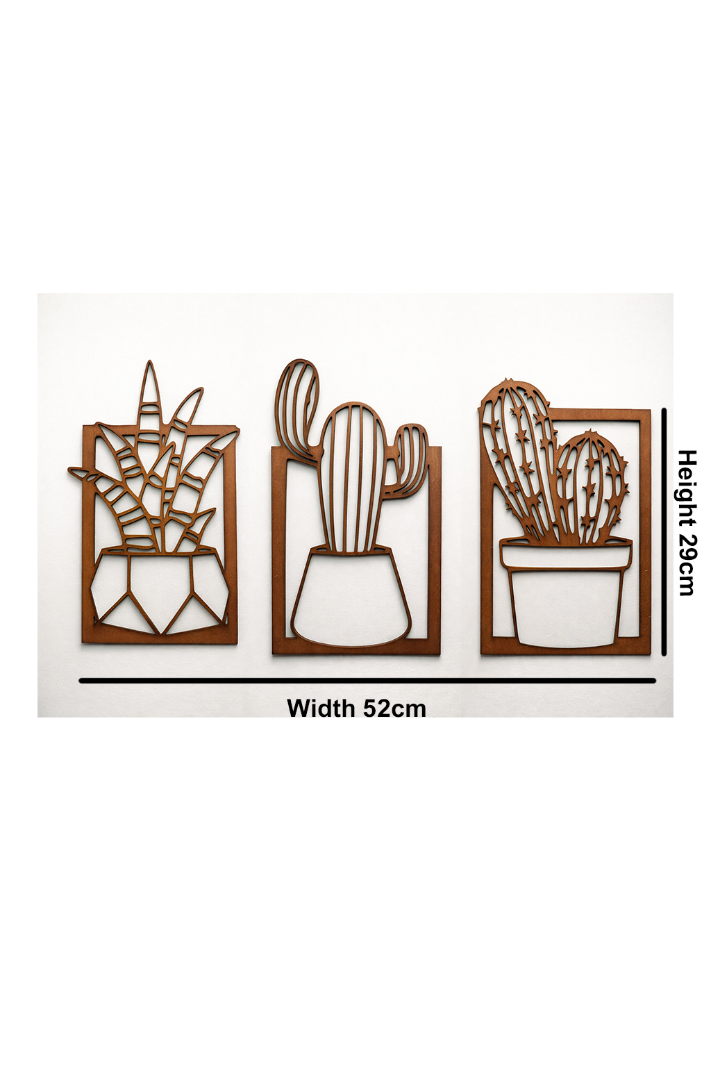 Wooden Cactus Wall Frame Set