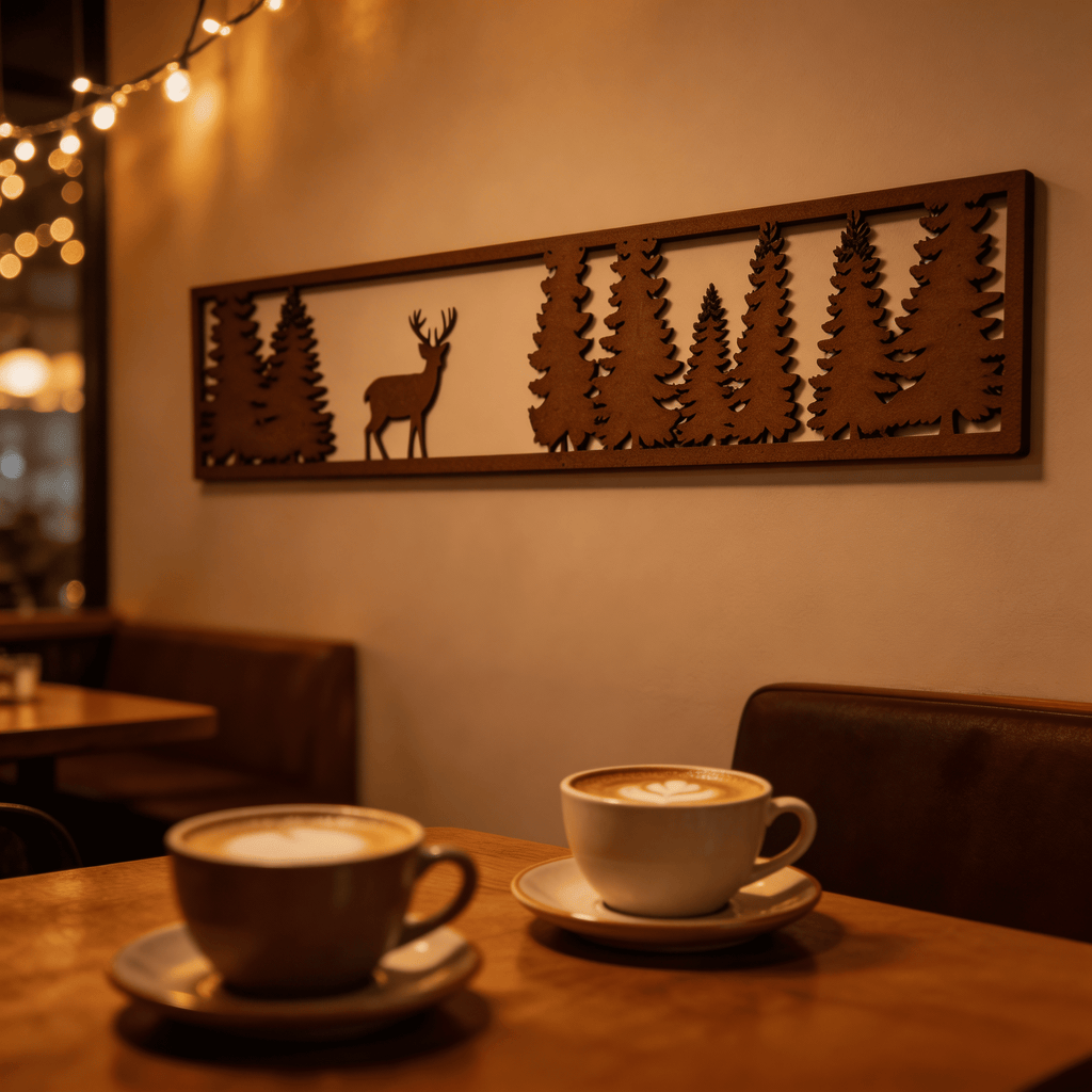 Wooden Deer & Forest Wall Art