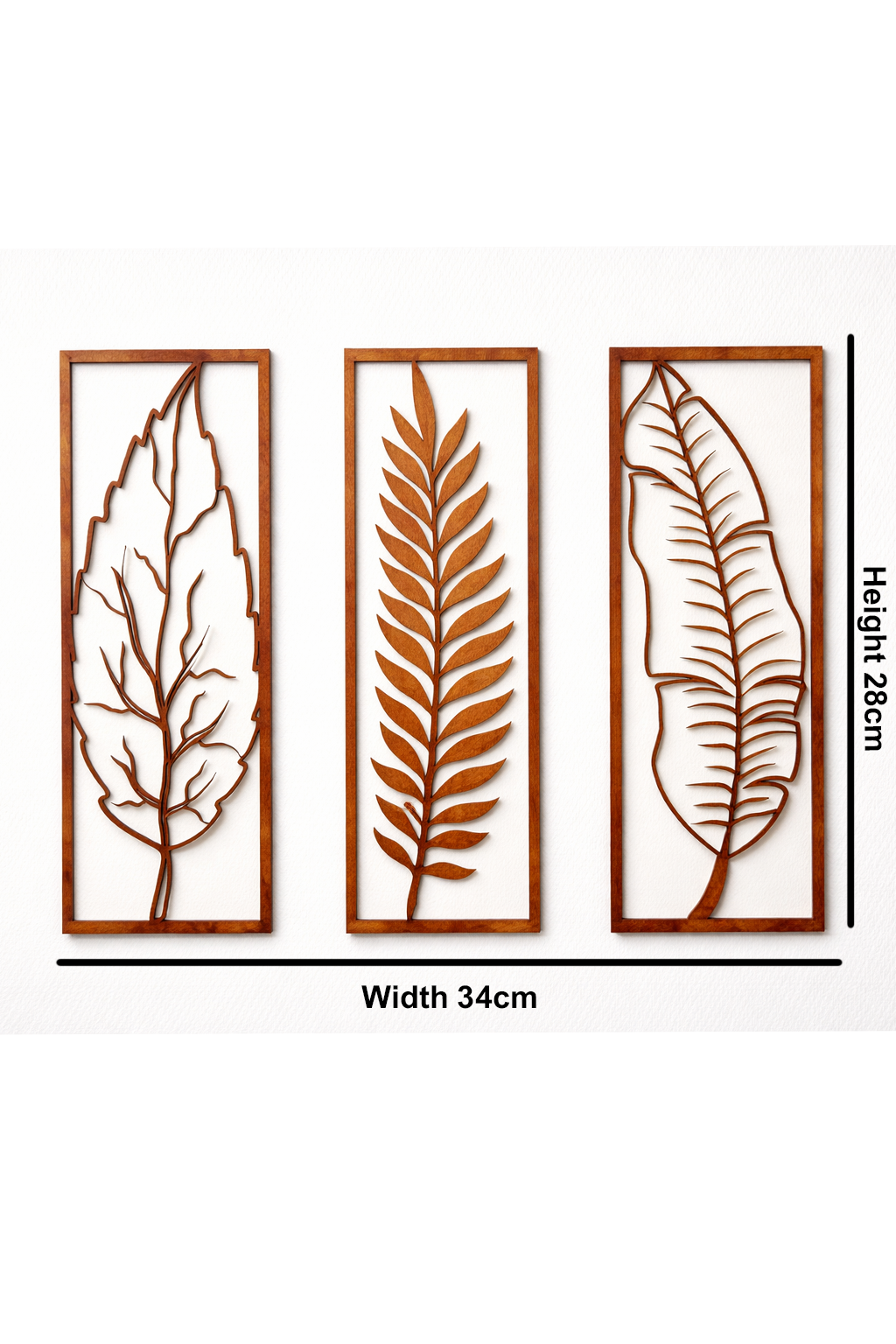 Wooden Leaf Wall Frame Set (Set of 3)
