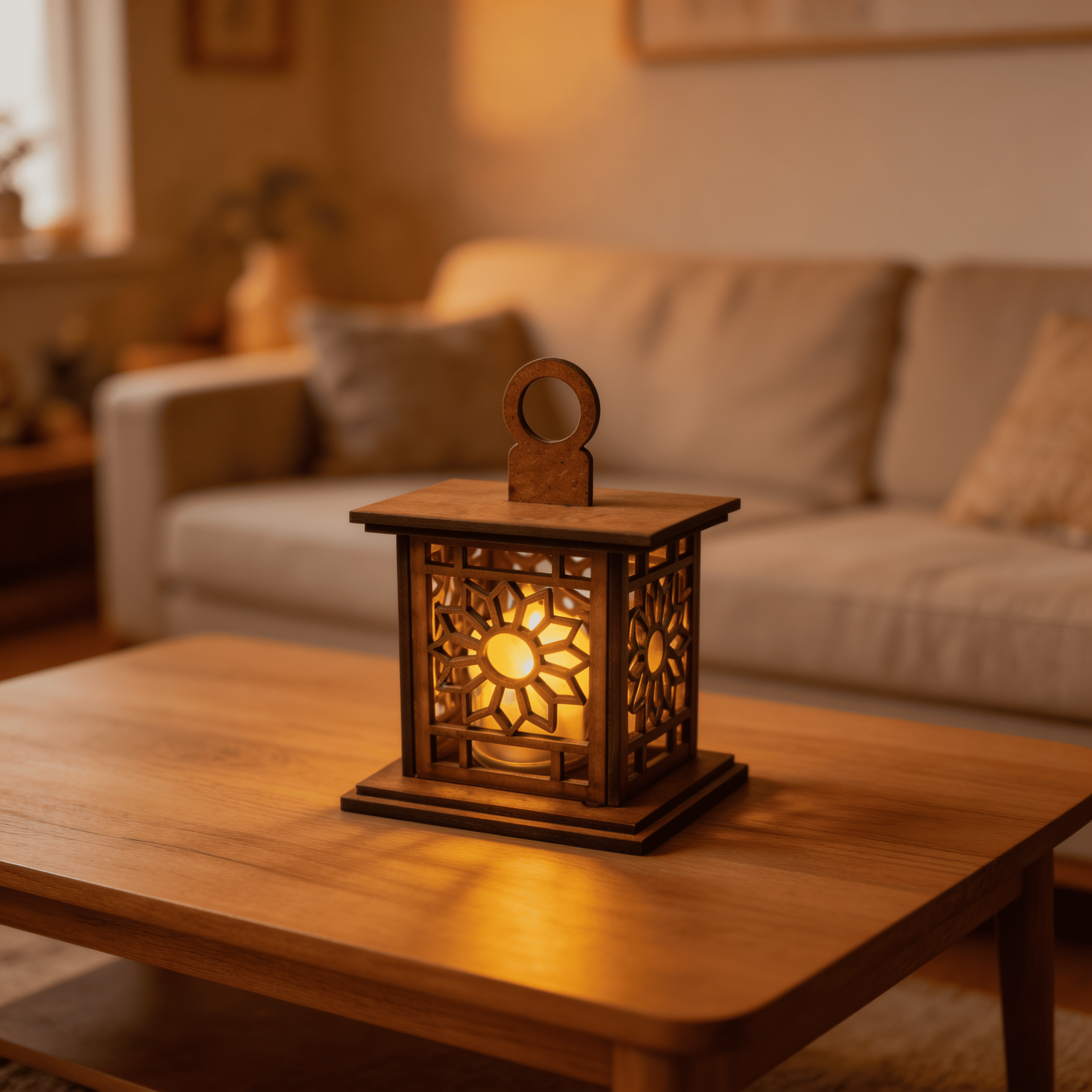 Wooden Mandir Glow Lamp