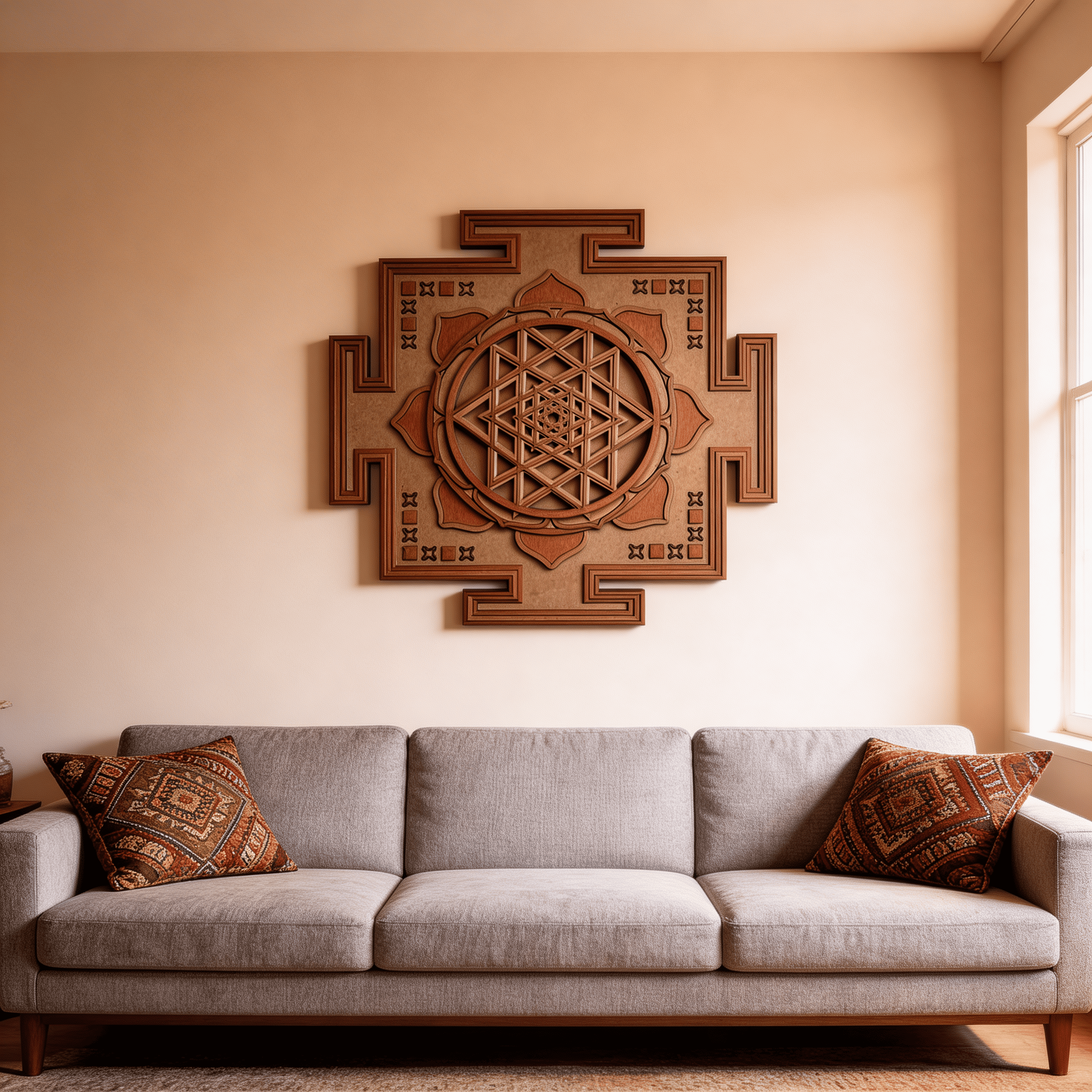 Wooden Shree Yantra Wall Art