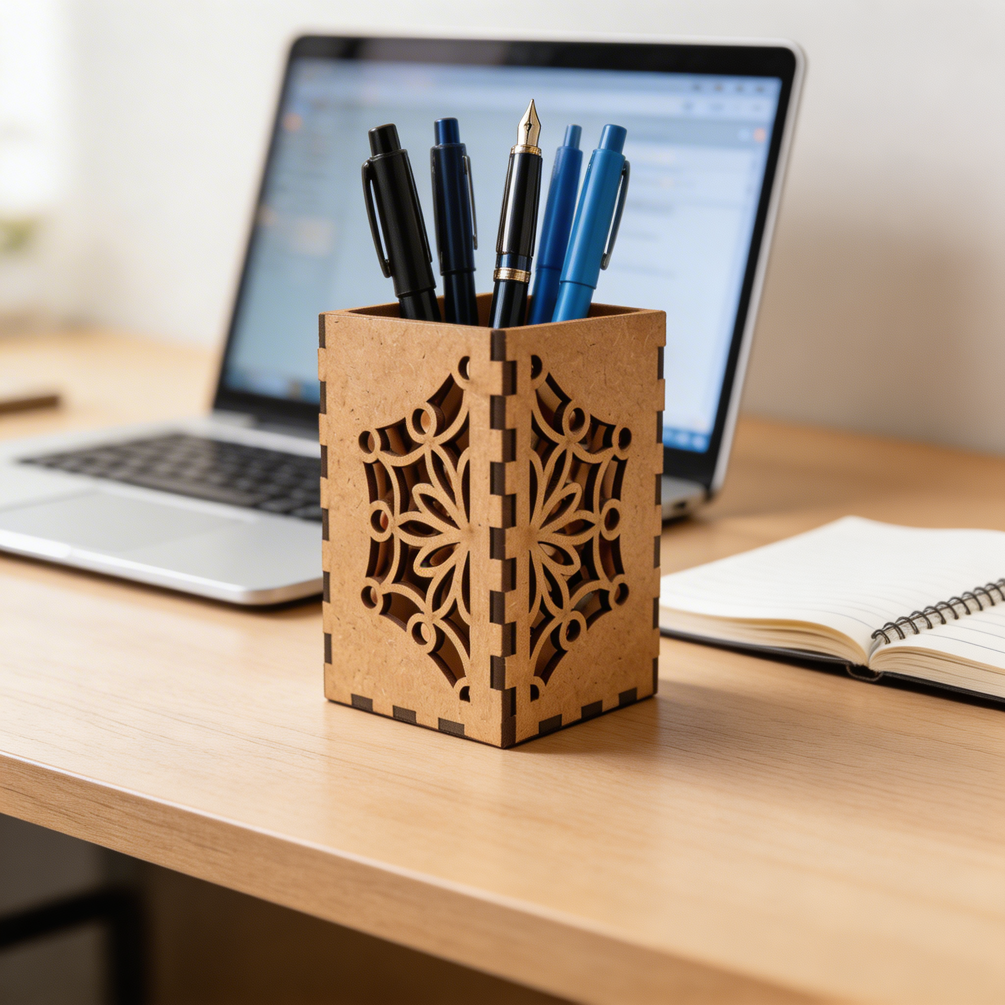 Wooden Square Pen Stand