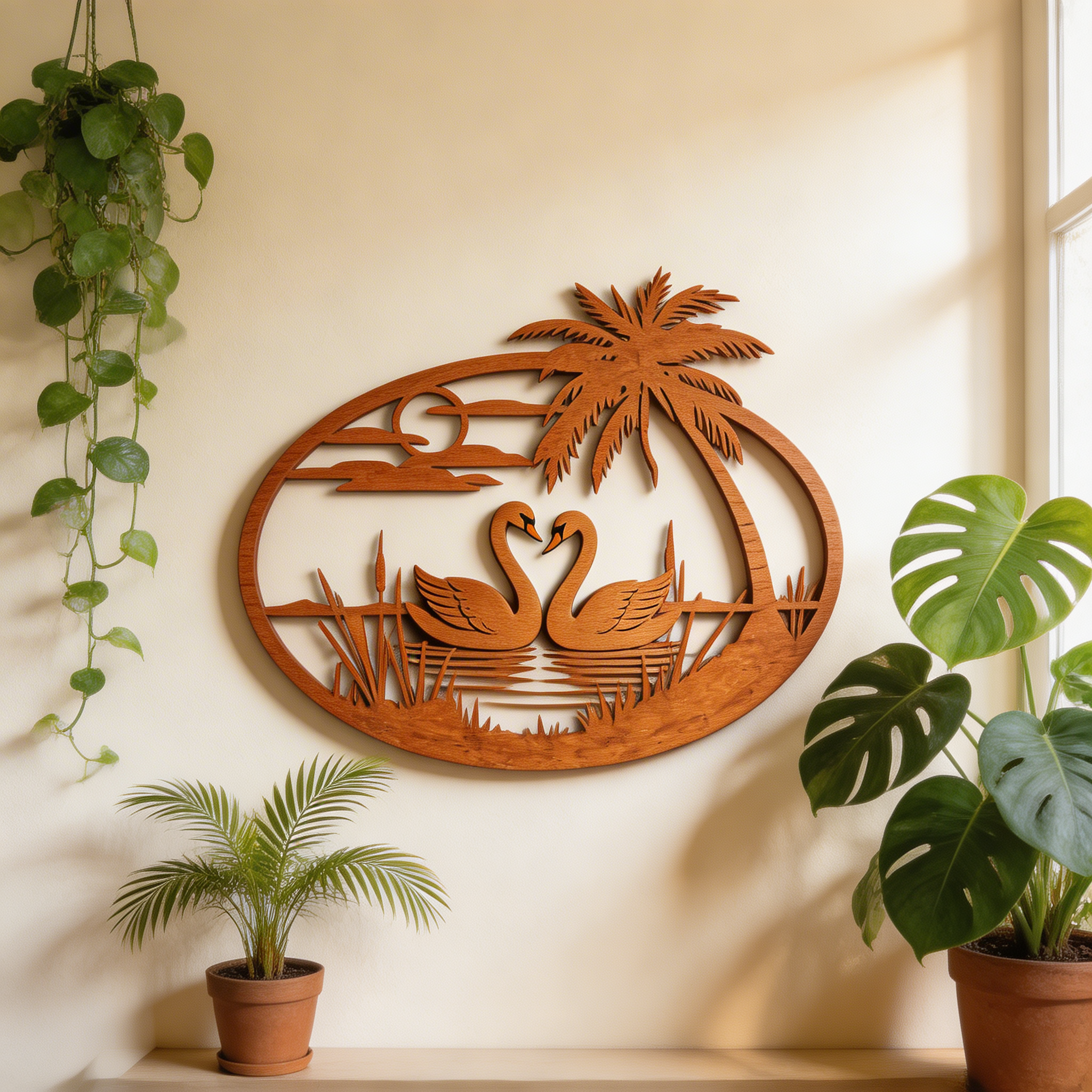 Wooden Swan Wall Frame